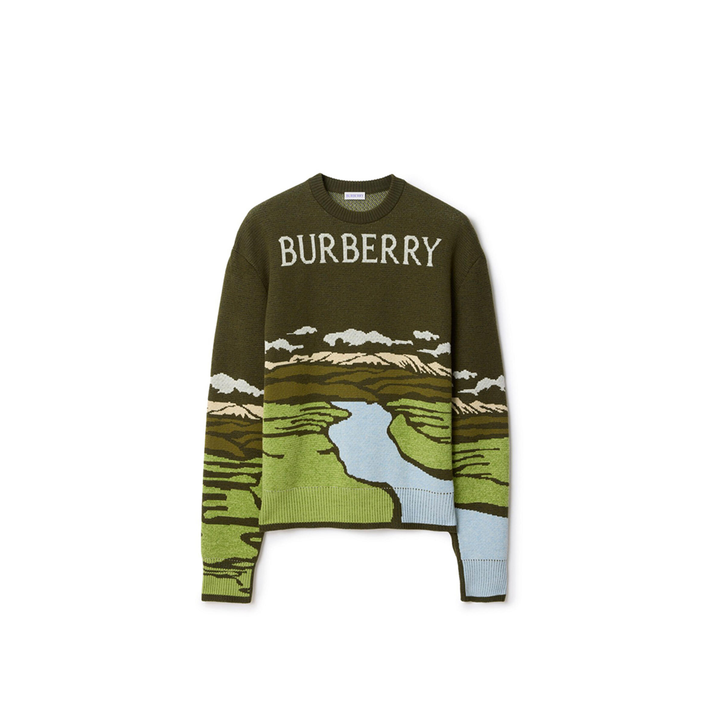 Bv*b*rry landscape wool blend sweater in juniper green 81182321
